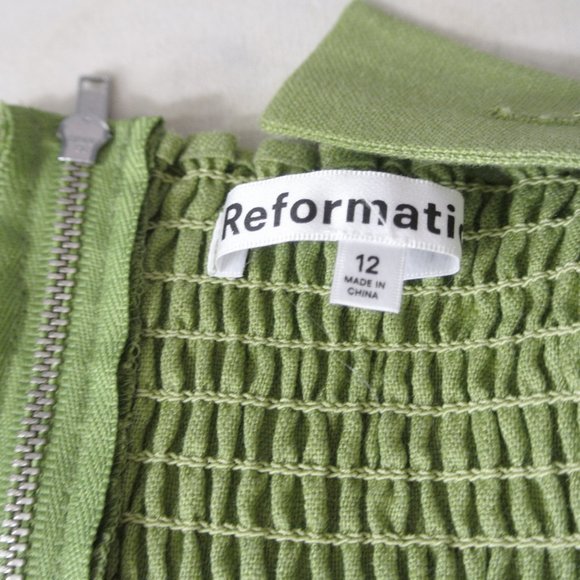 Reformation Miso Linen Dress in Green size 12 Altered Straps - Picture 8 of 12